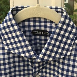 Tom Ford blue and white check dress shirt